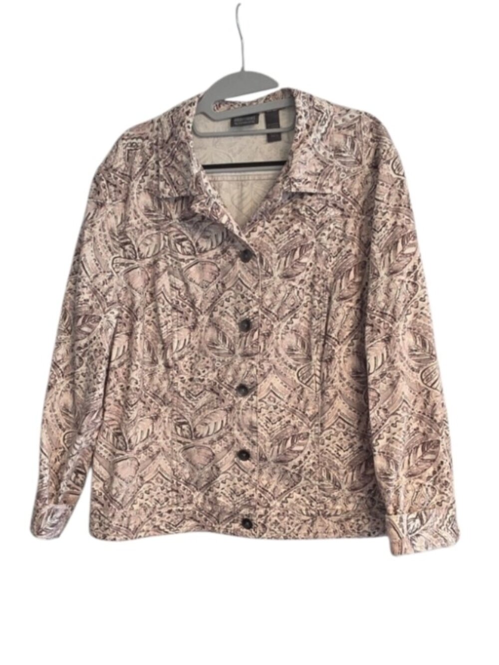 Additions by Chicos Denim Jacket Shirt Top Botanical Outerwear Coastal Grandma